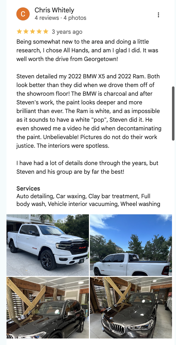 Google review screenshot for Chris Whitely